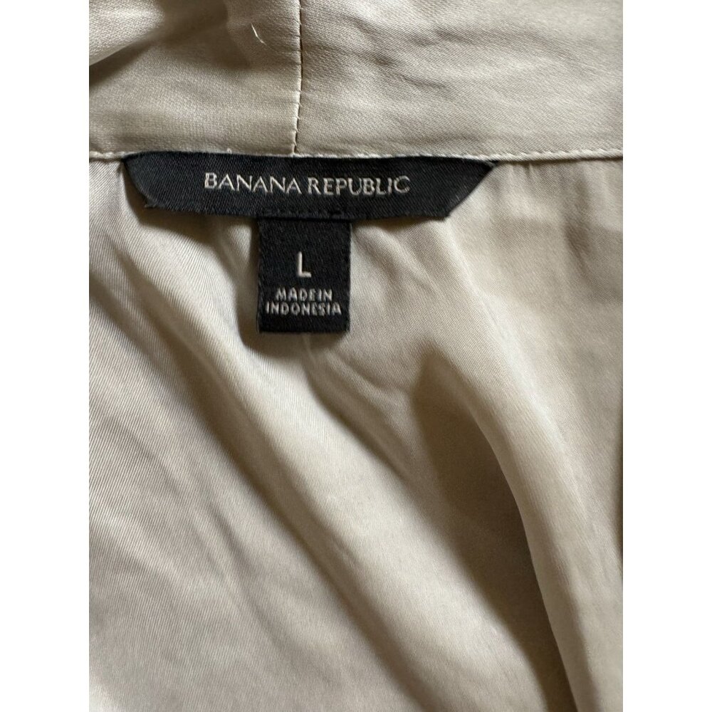 Banana Republic Wrap Blouse Womens L Beige Satin Long Sleeve Tie Waist - Picture 4 of 5